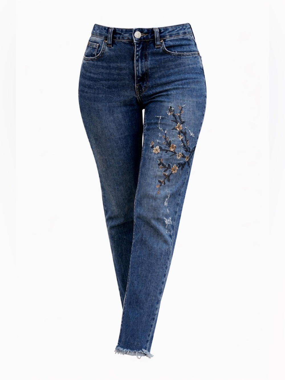 STS Blue Dark Blue High Rise Jeans with Floral Embroidery